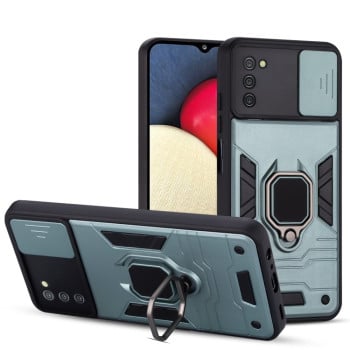 Противоударный чехол Warrior Sliding для Samsung Galaxy A03s - зеленый