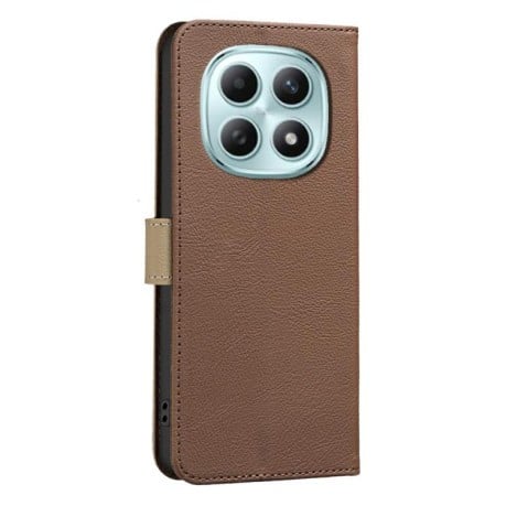 Чохол-книжка Splicing Color Hollow Flower Pattern RFID на Xiaomi Redmi Note 15 Pro 4G Global 163.2mm — коричневий