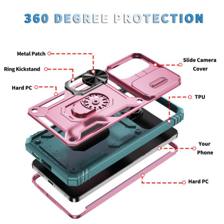 Протиударний чохол Sliding Camshield для Samsung Galaxy S25 Edge 5G - Pink+Green