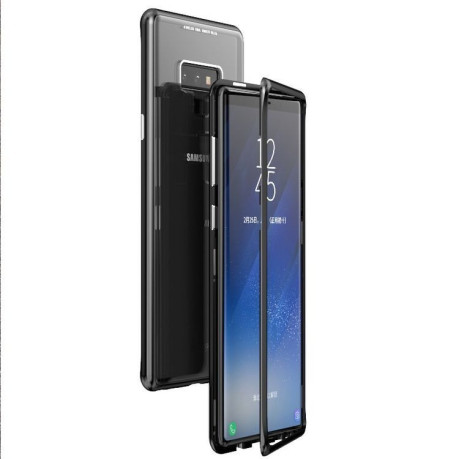 3D магнитный чехол металлический бампер с гибридным стеклом на заднюю часть для Samsung Galaxy Note 9 черный