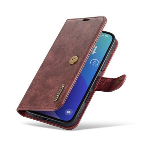 Чохол-книжка DGMING Crazy Horse Texture для iPhone 16 Pro - червоний