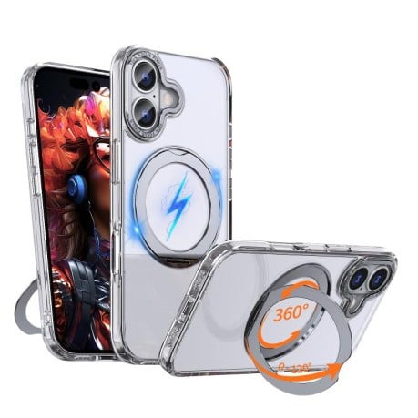 Чохол kalebol з MagSafe та підставкою 360 Metal Ring Holder на iPhone 17 - прозорий