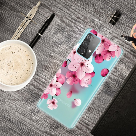 Противоударный чехол Colored Drawing Clear на Samsung Galaxy A52/A52s - Cherry Blossoms
