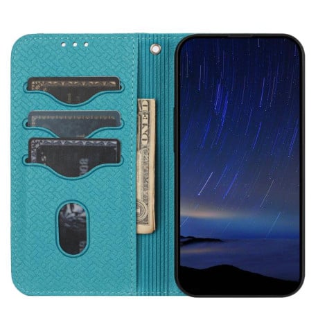 Чохол-книжка з фактурою “плетіння” Woven та декоративним рядком Stitching на Samsung Galaxy S25 FE 5G - синій