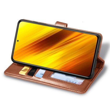 Чехол-книжка Retro Solid Color на Xiaomi Poco X3 Pro / Poco X3 - коричневый