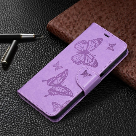 Чехол-книжка Butterflies Pattern на Xiaomi Mi 10T Lite - фиолетовый