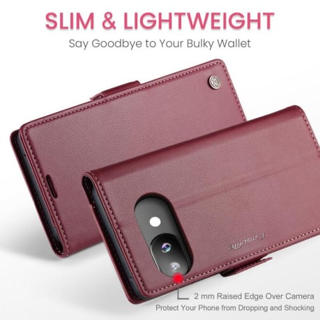 Чохол-книжка CaseMe 023 Butterfly Buckle Litchi Texture RFID Anti-theft Leather для Google Pixel 9a - червоний
