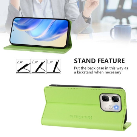 Чехол-книжка RC01 Dual-Folded Magnetic Suction RFID Leather на Infinix Hot 50i 5G / Smart 9 4G - зеленый
