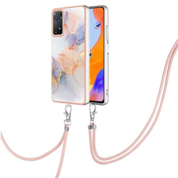 Противоударный чехол Electroplating IMD with Lanyard для Xiaomi Redmi Note 12 Pro 4G/11 Pro Global(4G/5G)/11E Pro- White Marble