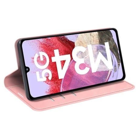 Чехол-книжка Retro Skin Feel Business Magnetic на Samsung Galaxy M34 - розовый