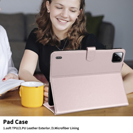 Чохол-книжка Rhombus Lattice Leather для Xiaomi Pad 7/7 Pro - рожеве золото