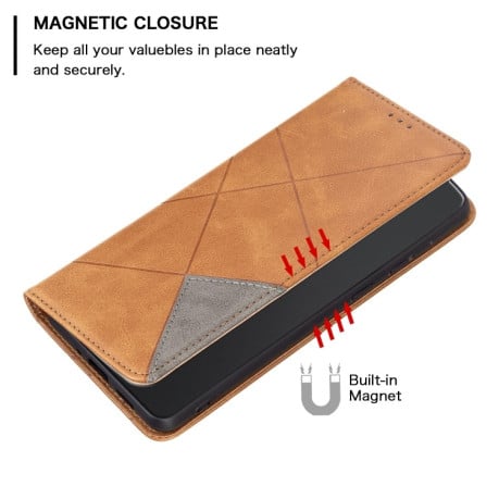 Чехол-книжка Rhombus Texture для Xiaomi Redmi Note 14 5G/Poco M7 Pro 5G - желтый