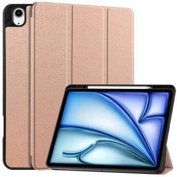 Чехол-книжка Custer Pattern Pure Color 3-Fold Holder на iPad Air 13 2024 - розовое золото