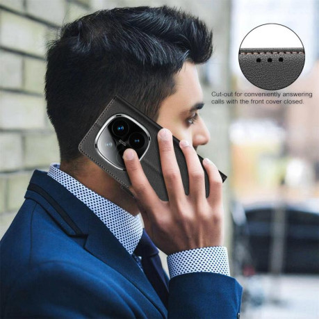 Чохол-книжка Litchi Texture RFID Anti-theft Leather для Xiaomi  Redmi Note 14 Pro 4G - чорний