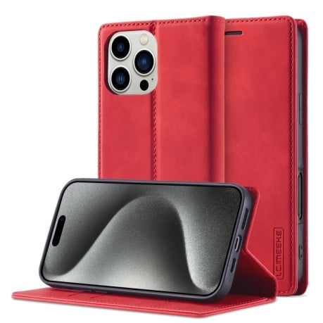 Чохол-книжка LCIMEEKE Strong для iPhone 16 Pro - червоний