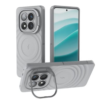 Чохол Lens Frame Bracket Corrugated MagSafe для Xiaomi Redmi Note 14 Pro+ 5G - сірий