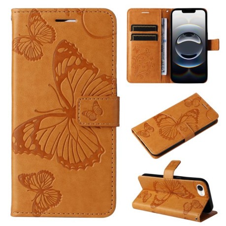 Чехол-книжка Embossed Butterfly для iPhone 16e - желтый
