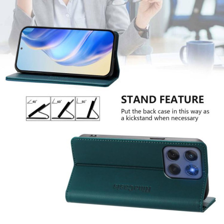 Чехол-книжка RC01 Dual-Folded Magnetic Suction RFID Leather на Motorola Edge 5G 2025 / Edge 60 Fusion - зеленый