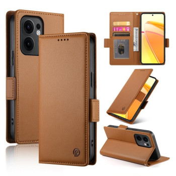 Чехол-книжка Side Buckle Magnetic Frosted Leather для OPPO Reno13 F/Reno13 FS - коричневый
