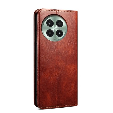 Чехол-книжка Simple Wax Crazy Horse для OnePlus 13 - коричневый