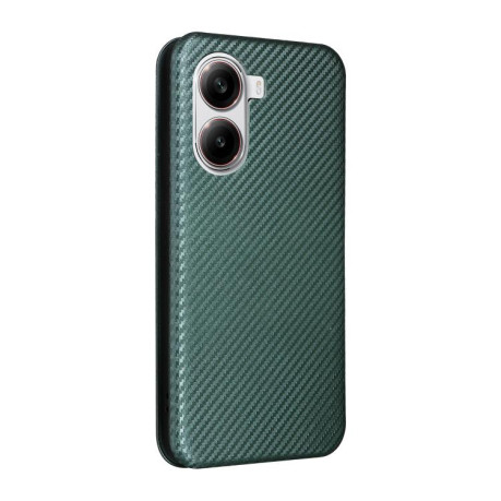 Чехол-книжка Carbon Fiber Texture на Xiaomi Poco X7 Pro / Xiaomi Redmi Turbo 4 - зеленый