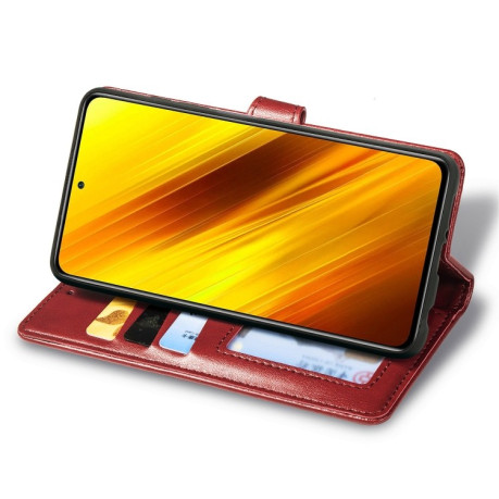 Чехол-книжка Retro Solid Color на Xiaomi Poco X3 Pro / Poco X3 - красный