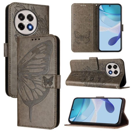 Чехол-книжка Embossed Butterfly для OnePlus 13R/Ace 5/Ace 5 Pro - серый