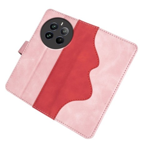 Чехол-книжка Stitching Horizontal Flip Leather  для Realme 12+ 5G - красный