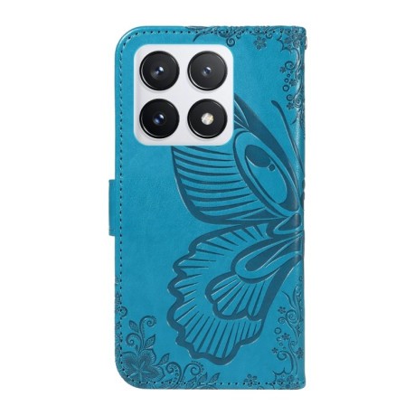 Чехол-книжка Swallowtail Butterfly Embossed Leather для Xiaomi 14T Pro - синий