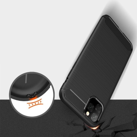 Протиударний чохол Brushed Texture Carbon Fiber на iPhone 11 Pro Max - чорний