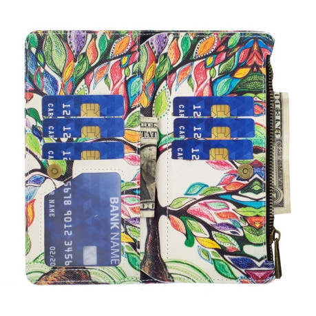 Чохол-гаманець Colored Drawing Pattern Zipper для Samsung Galaxy M52 5G - Tree