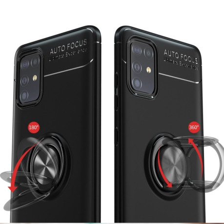 Ударозащитный чехол Metal Ring Holder 360 Degree Rotating на Samsung Galaxy M31S - черно-красный