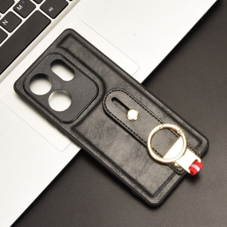 Противоударный чехол Wristband Leather Back для Infinix Zero 30 4G - черный