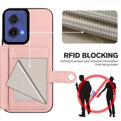 Ударозахисний чохол EU Version Button Card Bag RFID Anti-theft для Motorola Moto G85 - рожевий