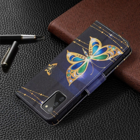 Чехол-кошелек Colored Drawing Pattern для Samsung Galaxy A02s - Big Butterfly