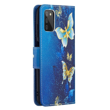 Чехол-кошелек Colored Drawing Pattern для Samsung Galaxy A03s - Gold Butterfly