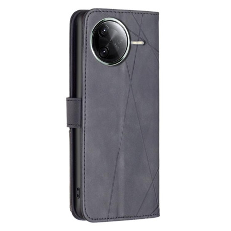 Чехол-книжка с фактурой Rhombus и магнитным хлястиком на Xiaomi Poco F7 Pro / F7 Ultra - черный