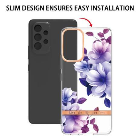 Противоударный чехол Flowers and Plants Series для Samsung Galaxy A53 5G - Purple Begonia