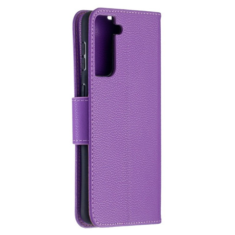Чехол-книжка Litchi Texture Pure Color на Samsung Galaxy S21 Plus - фиолетовый