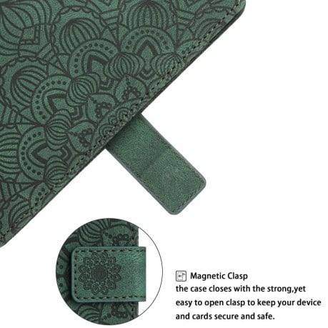 Чехол-книжка Mandala Embossed Flip для OPPO Reno7 5G Global/ Find X5 Lite/OnePlus Nord CE2 5G  - зеленый