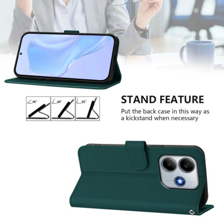 Чехол-книжка Skin Feel Solid Color Leather для Xiaomi Poco M7 Pro 5G - зеленый