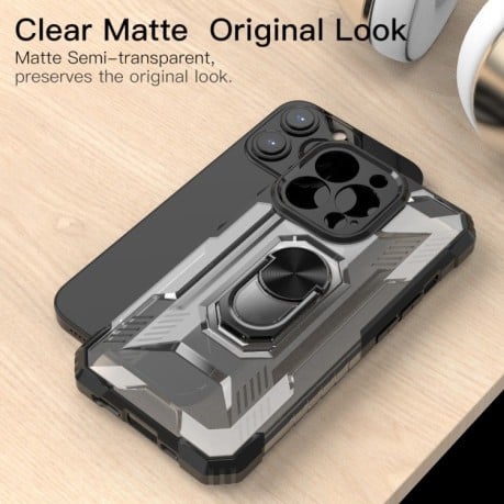 Противоударный чехол Clear Matte with Holder для iPhone 13 Pro - черный
