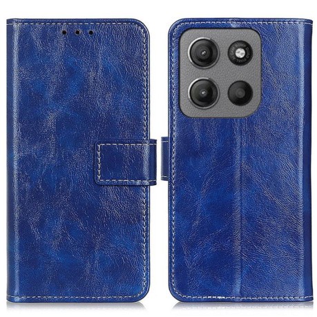 Чехол-книжка Magnetic Retro Crazy Horse Texture на Motorola Moto G15 4G - синий
