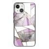 Протиударний скляний чохол Marble Pattern Glass на iPhone 14/13 - Rhombus Gray Purple