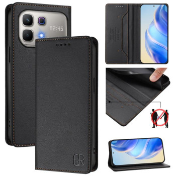 Чехол-книжка RC01 Dual-Folded Magnetic Suction RFID Leather на Infinix Note 60 / 60 Pro — чёрный