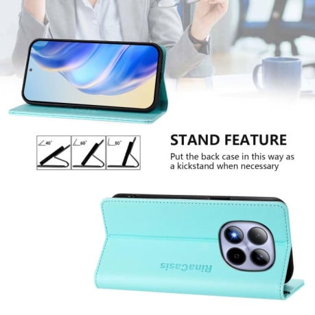 Чехол-книжка RC01 Dual-Folded Magnetic Suction RFID для Redmi Note 15 Pro 5G Global 163.6mm — мятный