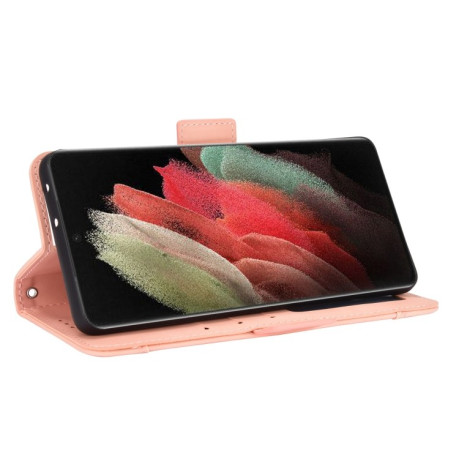Чехол-книжка Skin Feel Calf на Samsung Galaxy S21 Ultra - розовый