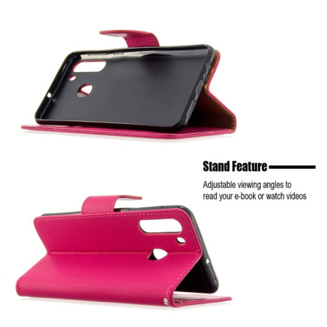 Чехол-книжка Texture Single на Samsung Galaxy A21- розово-красный