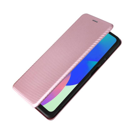 Чехол-книжка Carbon Fiber Texture на Samsung Galaxy M06 5G - розовый