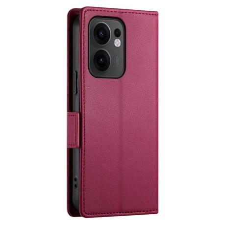 Чохол-книжка Side Buckle Magnetic Frosted Leather для OPPO Reno13 F /Reno13 FS 4G/5G - винно-червоний